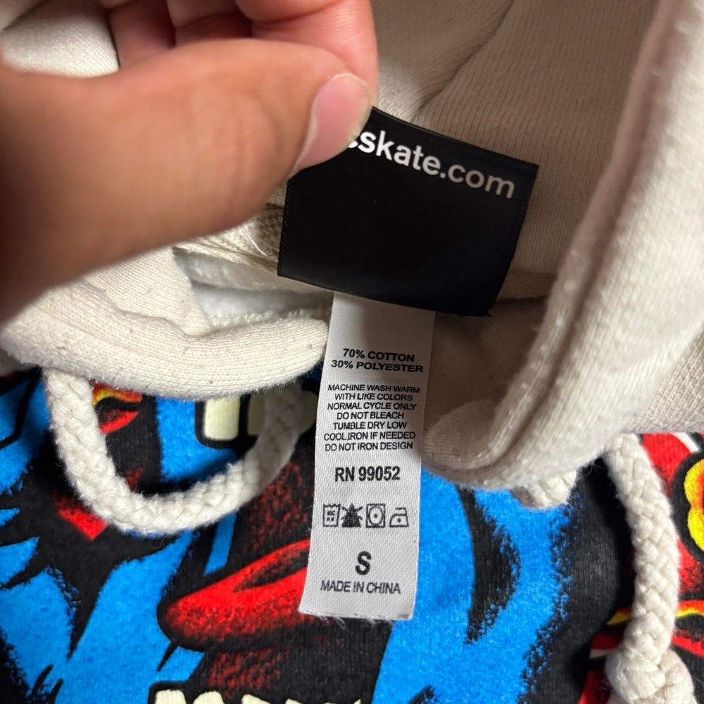 Cream Santa Cruz Screaming Hand Roses Hoodie - Size M - Picture 5 of 7